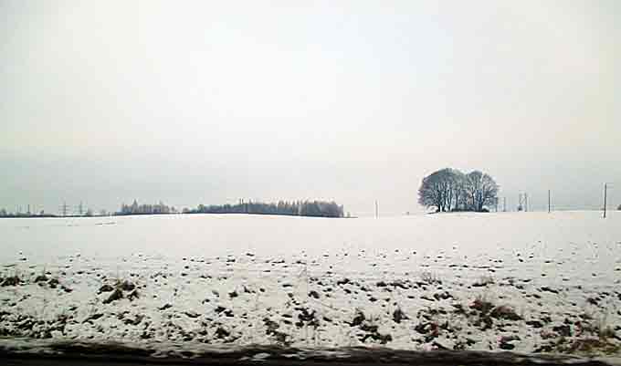 Snowy landscape between Vilnious and Kaunas